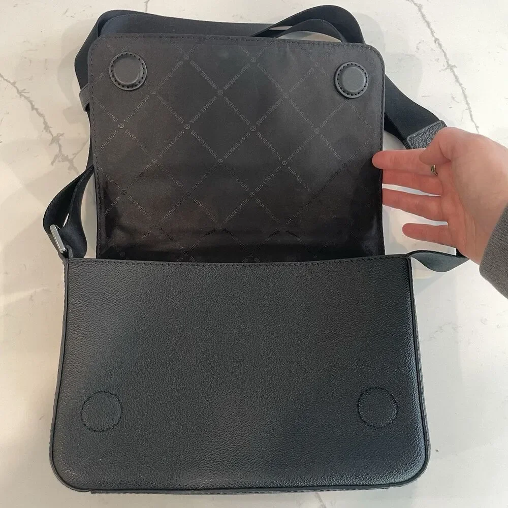 Michael Kors Block Signature Logo Crossbody Bag Black And White